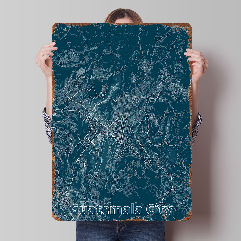 Guatemala City Map Tinplate Po - Custom Map Poster ulasan dan harga